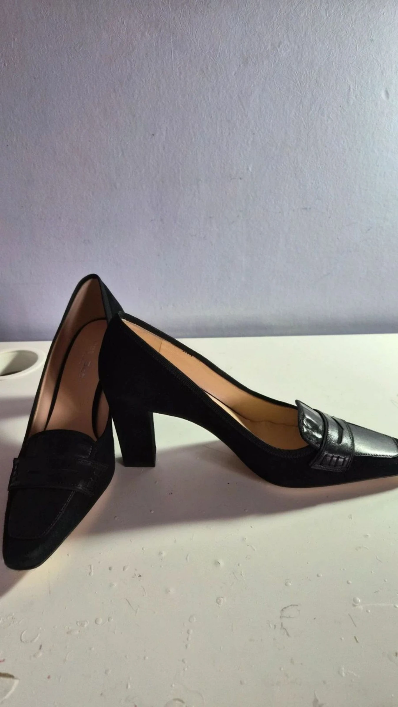 Escarpins /Chaussures à talon femme noir cuir et daim Jet set taille 37